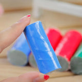 a person holding a blue plastic tube