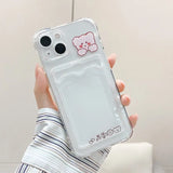 a person holding a clear case with a cartoon character on it