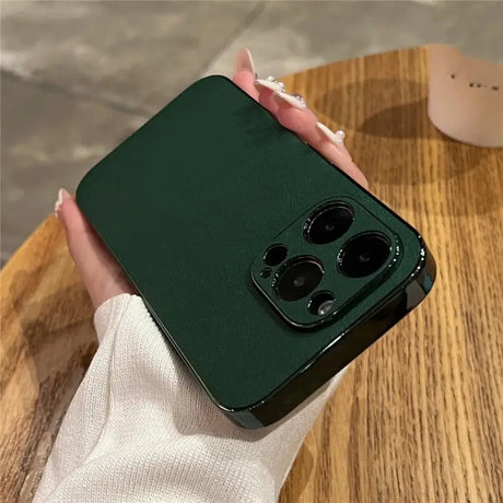 the back of a green iphone case