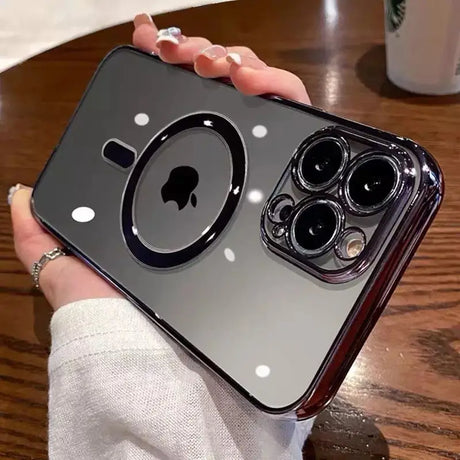 a person holding an iphone with a camera