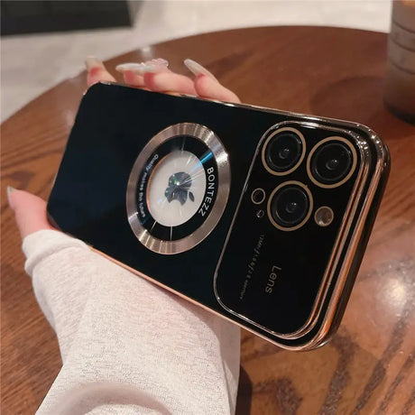 a person holding an iphone with a camera