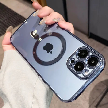 a person holding an iphone with a camera