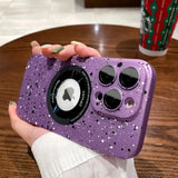 a person holding a purple iphone case