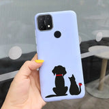 a person holding a phone case with a cat and dog on it