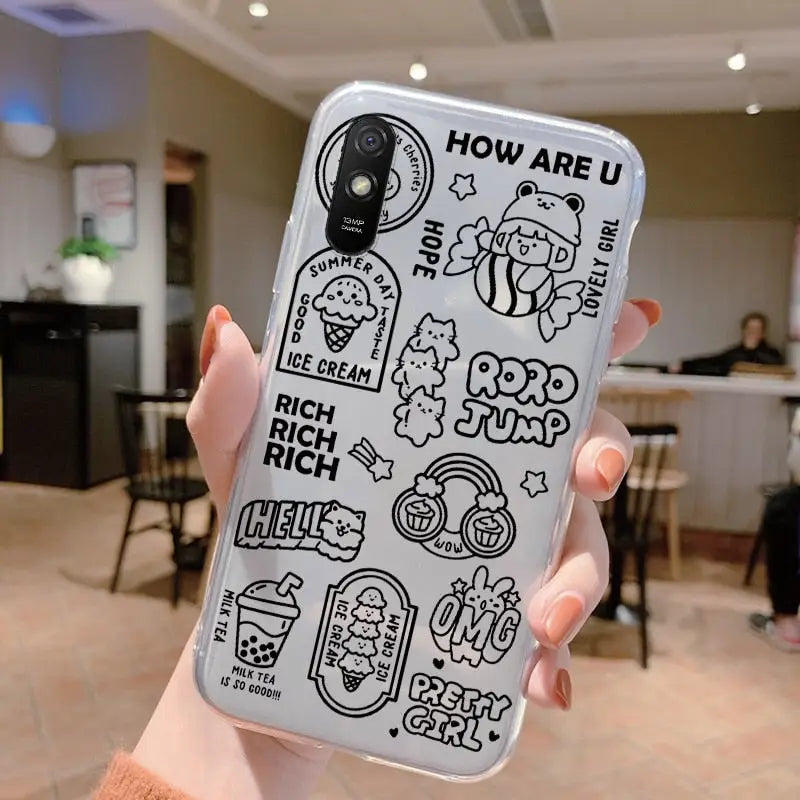 a person holding a phone with a drawing on it