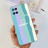 a person holding a phone case with the words be happy