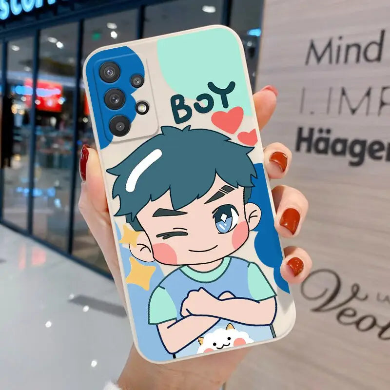 a person holding a phone case with a cartoon character on it