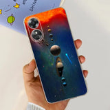 a person holding a phone case with a picture of planets