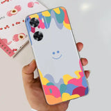 a person holding a phone case with a colorful pattern