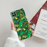 a person holding a phone case with a green pattern