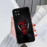 a close up of a person holding a phone case with a deadpool on it