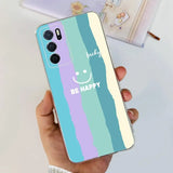 a person holding a phone case with the words be happy