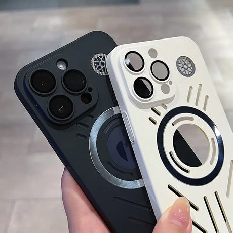 a hand holding a phone case with a camera