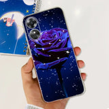 a person holding a phone case with a purple rose on it