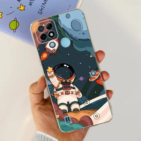 a person holding a phone case with a cartoon character on it