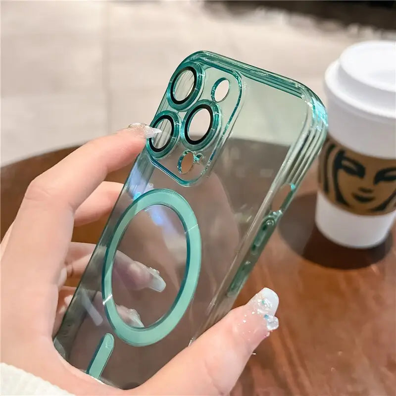 a person holding a phone case with a ring