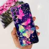 a person holding a phone case with a colorful galaxy design