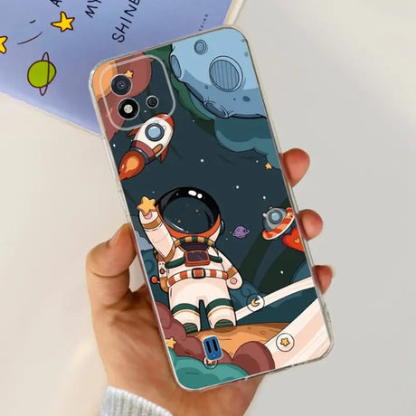 a person holding a phone case with a cartoon character on it