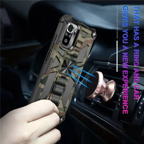 the case is made from camouflage fabric and has a metal frame