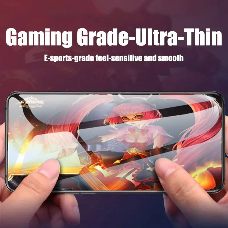 a person holding a phone with the text gaming grade - ultra thin