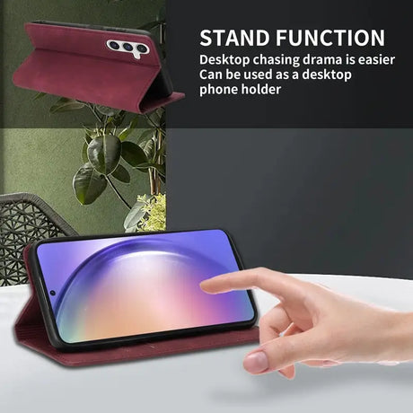 someone is holding a phone with a stand function