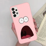a pink phone case with a cartoon face on it