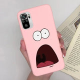 a pink phone case with a cartoon face on it