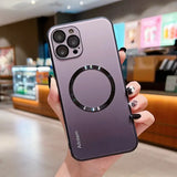 a person holding a purple iphone case