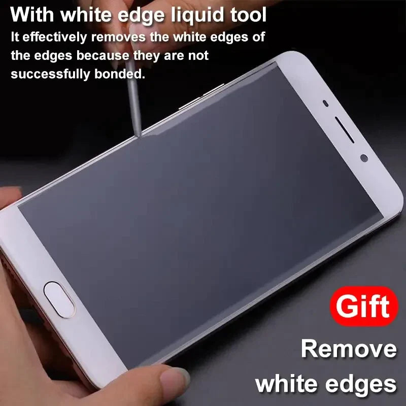 a person holding a cell phone with a white screen