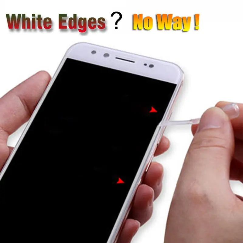 a person holding a white phone with a red arrow
