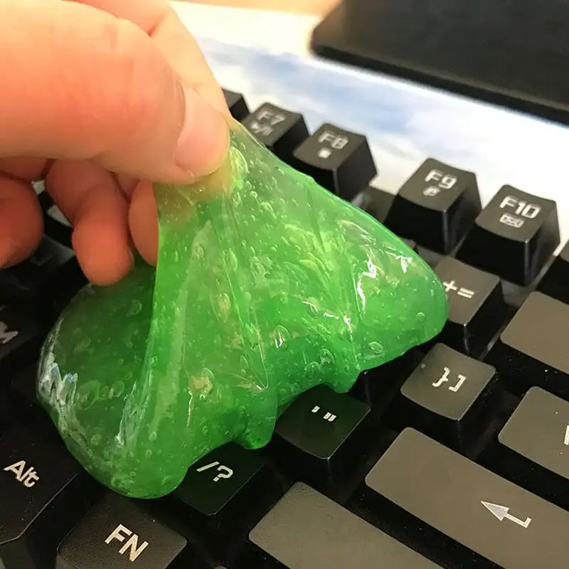 a person is using a plastic bag on a keyboard