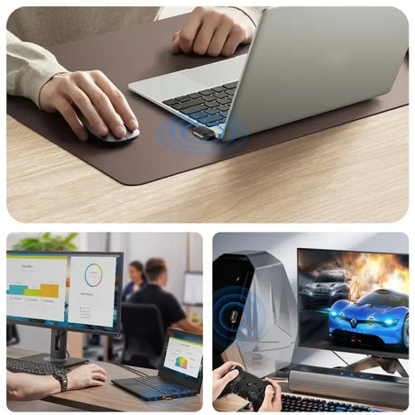 A person using a laptop and mouse