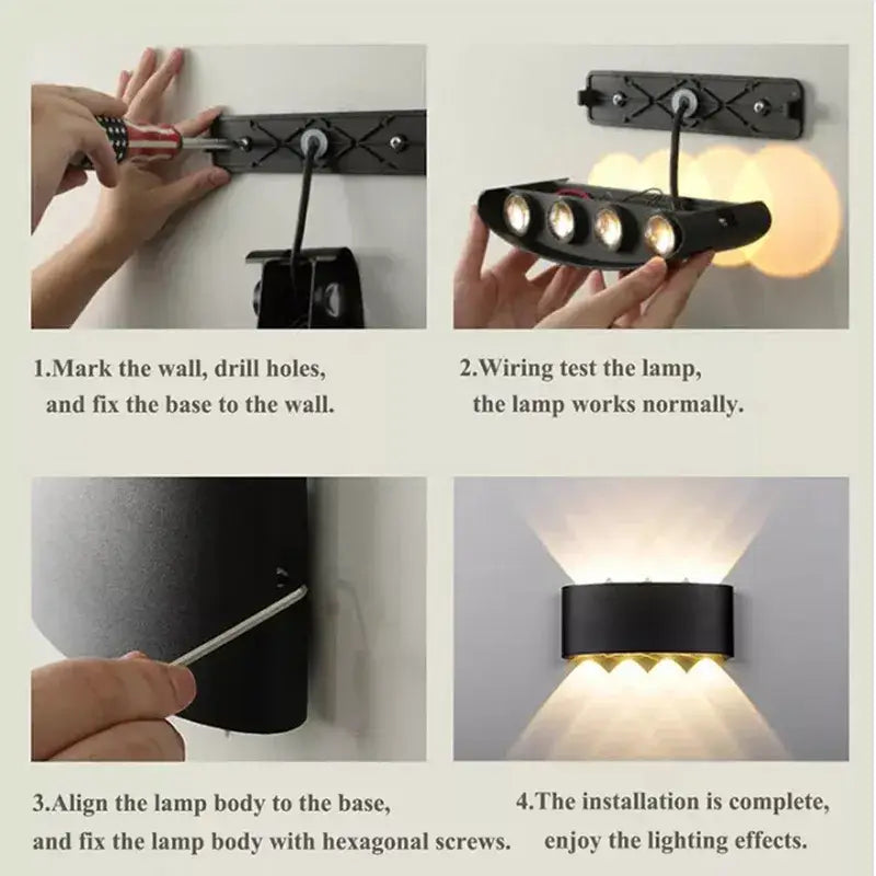 a person is using a light to install a wall light