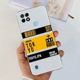 a person holding a phone case with a barcode