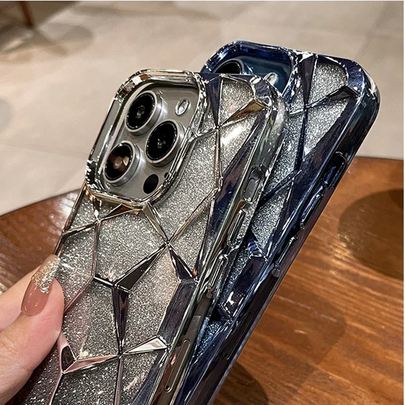 a person holding a phone case with a broken glass