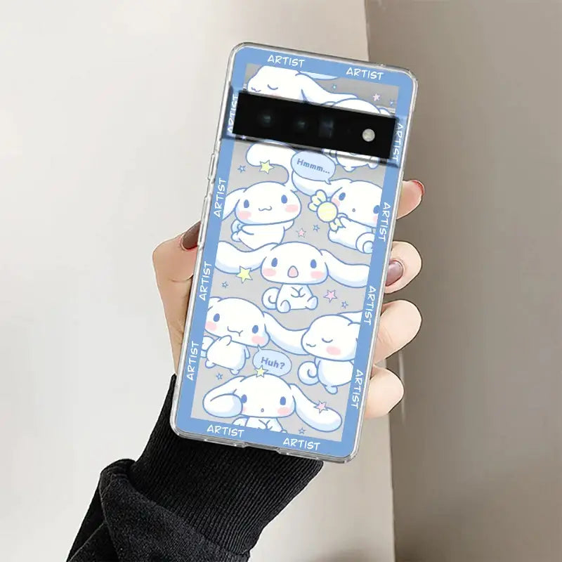 a person holding a phone case with a cartoon design