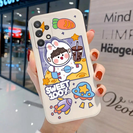 a person holding a phone case with a cartoon character on it