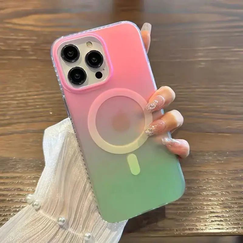 a person holding a phone case with a phone holder