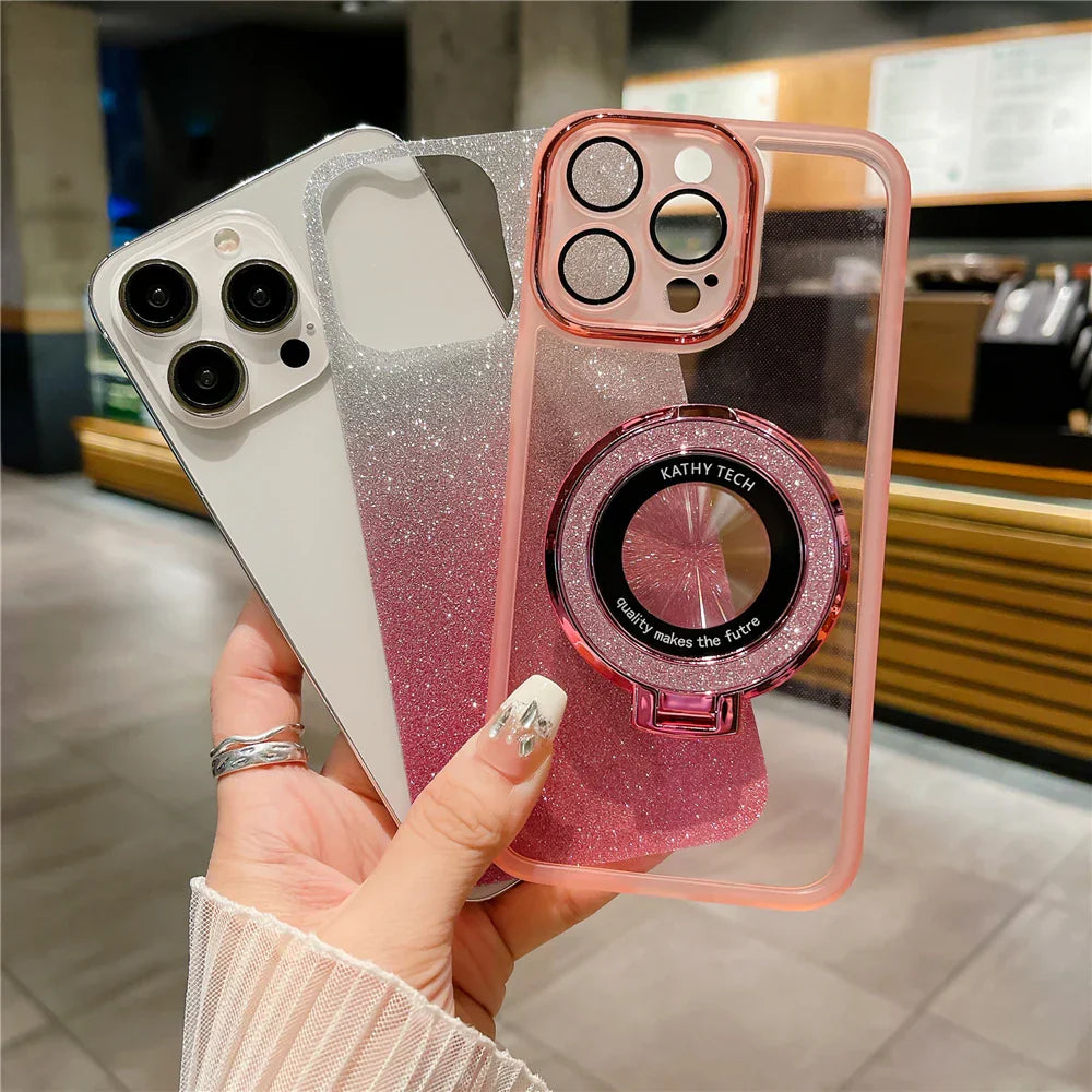 a person holding a phone case with a ring