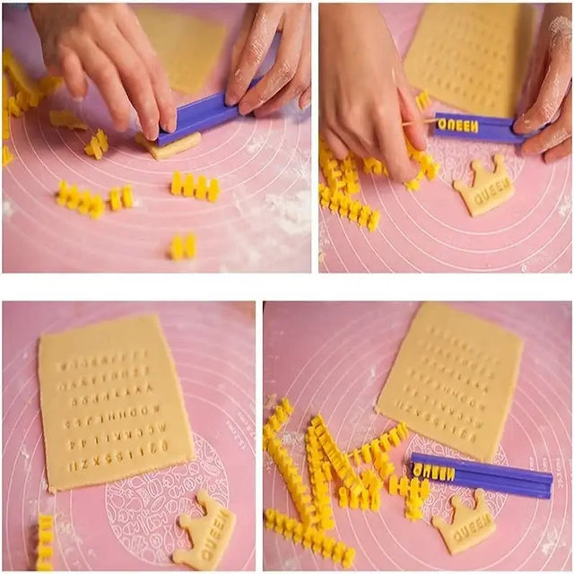 a person cutting a piece of bread with a knife