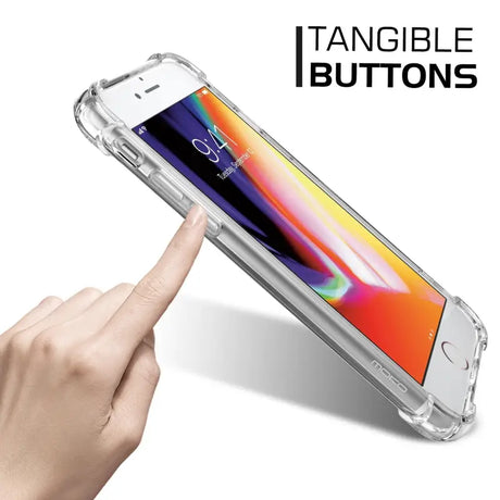 a person pointing at a phone with a finger on it