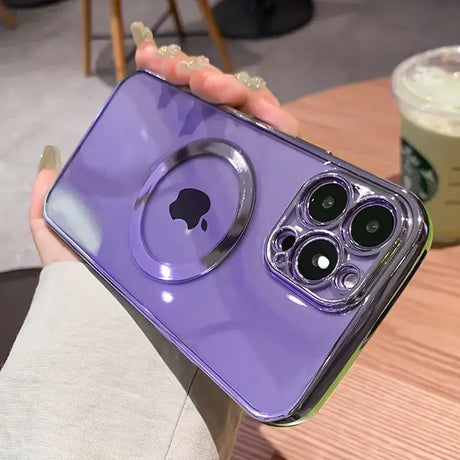 A person holding a purple iphone case