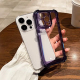 a person holding a purple iphone case
