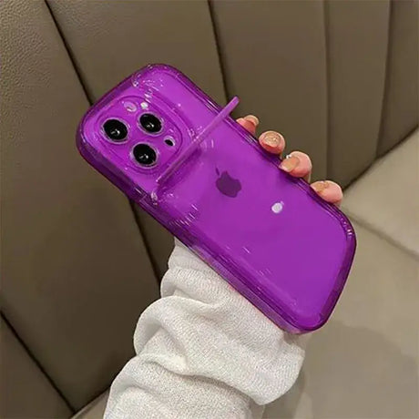 A person holding a purple phone case