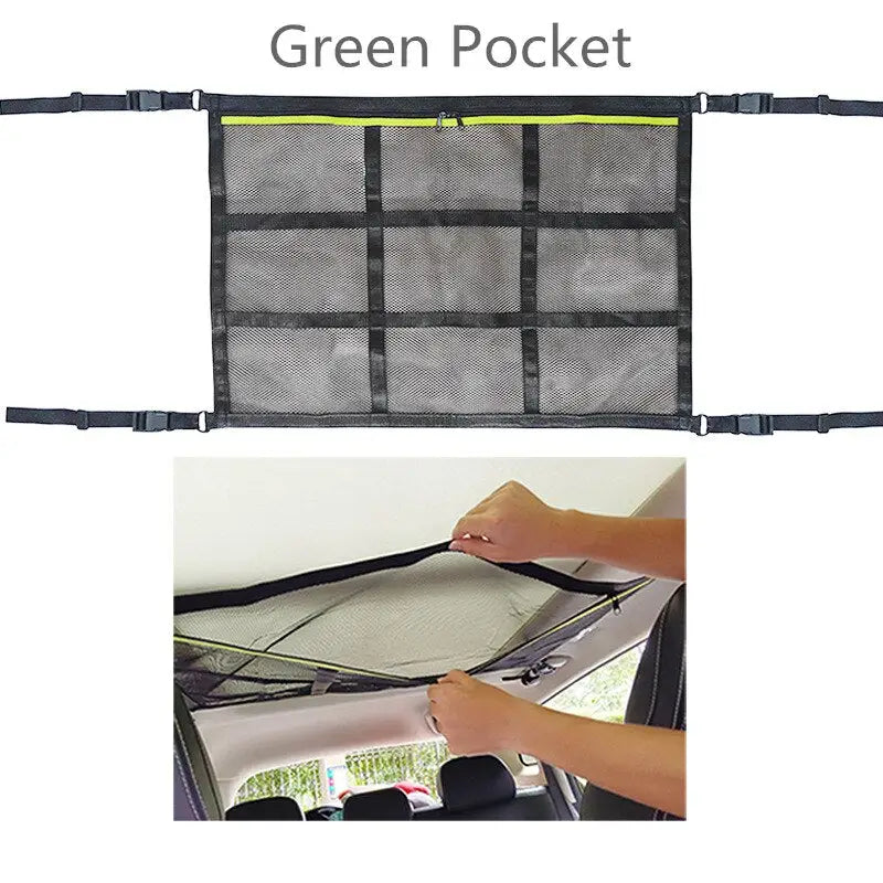 a person putting a green pocket into a car