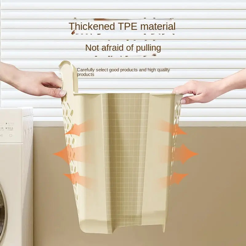 a woman putting a laundry basket into a washing machine