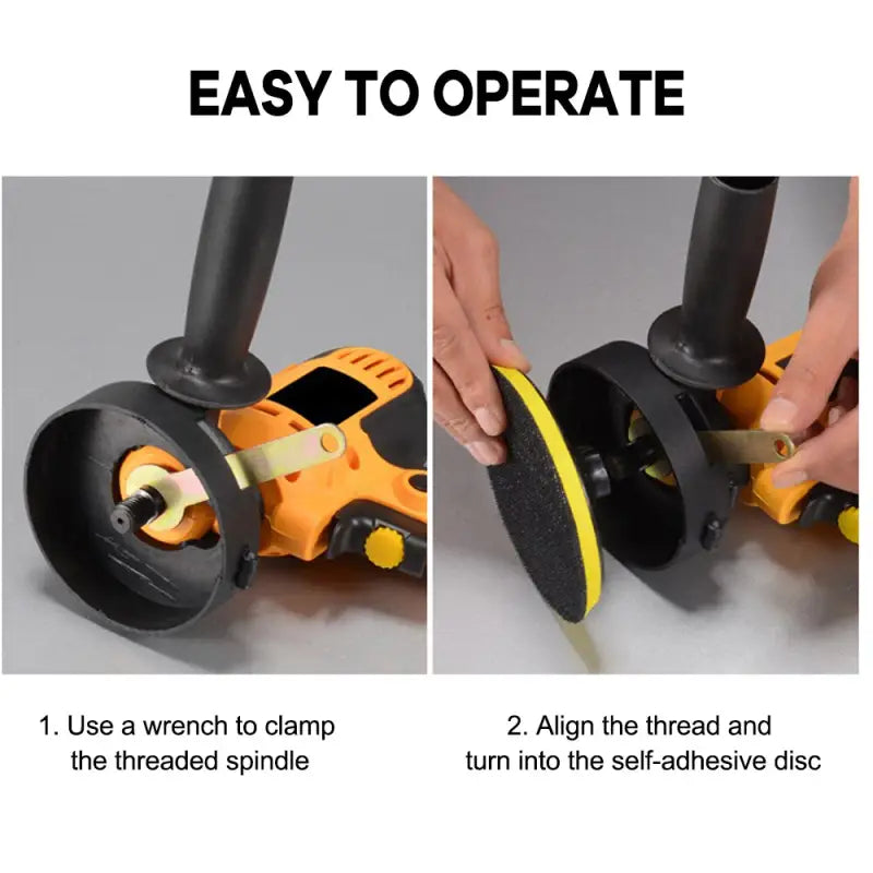 a picture showing how to use a sander to polish a surface