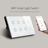 A person holding a smart light switch