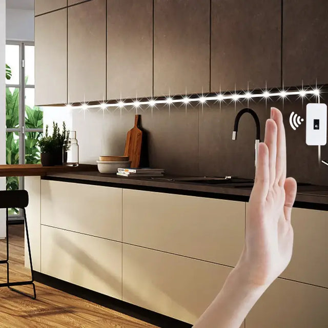 a person is holding a smart light