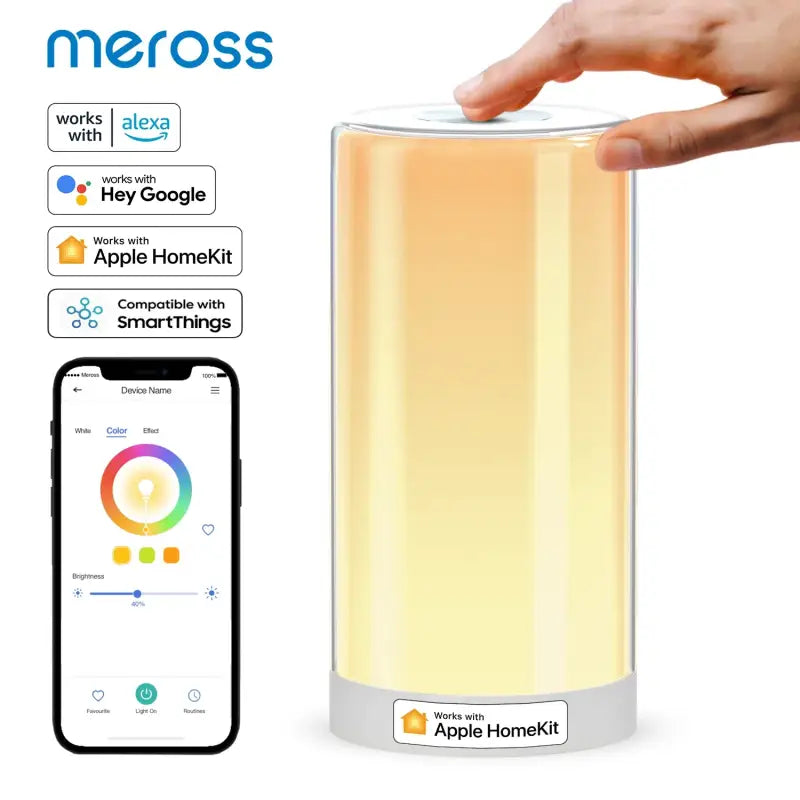 A person holding a smart phone next to a smart device